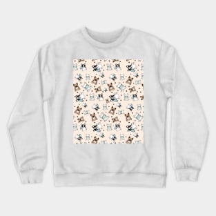 Dog seamless pattern bulldog face mask Crewneck Sweatshirt